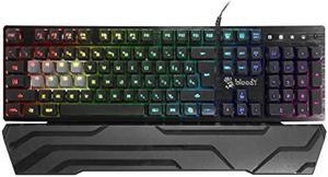 Bloody B380 Light Strike 8 Key Optical Membrane Gaming Keyboard | Full RGB LED Backlit Keyboard | Smooth & Linear Quite Keys | Ergonomic Detachable Wrist Rest Design | LK Optical Gaming Series