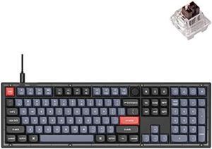 Keychron V6 Wired Custom Mechanical Keyboard Knob Version FullSize QMKVIA Programmable with Hotswappable Keychron K Pro Blue Switch Compatible with Mac Windows Linux Frosted BlackTranslucent