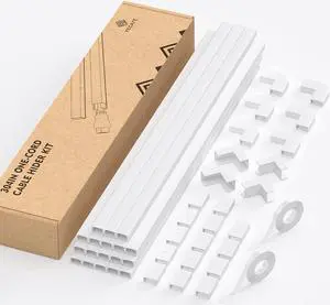 304in Cord Hider, Yecaye One-Cord Cable Concealer Kit, PVC Wire Covers for Cords on Wall, Paintable Cable Raceway Management, Max for 2 Small Cords for Home Office, 18 x L16.9in W0.59in H0.4in, Small