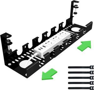  Under Desk Cable Management Tray, Adjustable 11.2 into 21.8  No Drill Wire Organizer, Cord Management with Cable Holder Ties for Office  Home Desk Cable Hider : Electronics