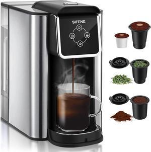 Sunvivi Single Serve Coffee Maker For Single Cup Pods & Ground Coffee with  30 Oz Detachable Reservoir, 3 levels One Cup Adjustable Drip Tray Suitable