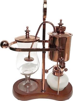 Diguo Belgian/Belgium Luxury Royal Family Balance Siphon/Syphon Coffee Maker. Elegant Double Ridged Fulcrum with Tee Handle (Egyptian Black & Gold)