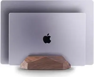Dual Laptop Holder Vertical Laptop Stand, 2 Slots MacBook Stand Wood,Wooden Laptop Stand,Vertical Laptop Holder for Desk, Widen Dock Fits All MacBook/Surface pro