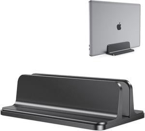 Vertical Laptop Stand Holder OMOTON Desktop Aluminum Stand for MacBook with Adjustable Dock Size Fits All MacBook Surface Chromebook and Gaming Laptops Up to 173 inches Black