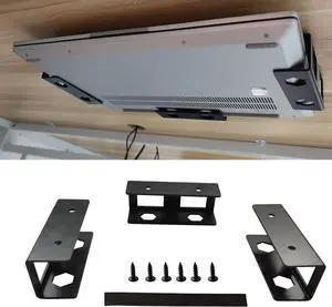 PIAOLGYI Black Under Desk Laptop Holder Mount with Screw,Under Desk Laptop Mount Bracket,Add On Under Table Laptop/Keyboard Storage3 Pcs