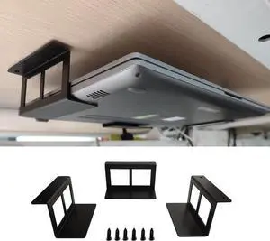 PIAOLGYI Under Desk Laptop Holder Mount with Screw,Bracket Devices Upto 1.9" Under Desk Mount for PS4,Cable Box,MacBook,Laptop & More3 Pcs