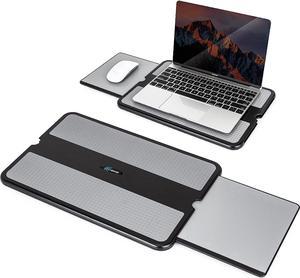 EHO Laptop Lap Pad - Laptop Stand Pad w Retractable Mouse Pad Tray, Anti-Slip Heat Shield Tablet Notebook Computer Stand Table w/Sturdy Stable Cooler Work Surface for Bed Sofa Couch or Travel