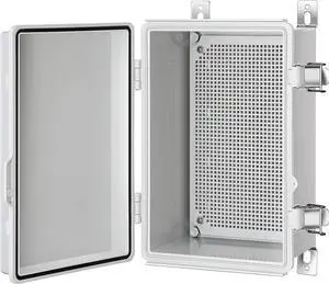 Gratury Junction Box, IP67 Waterproof Plastic Enclosure for Electrical Project, Hinged Grey Cover, Includes Mounting Plate and Wall Bracket 290×190×140mm (11.4"×7.5"×5.5")