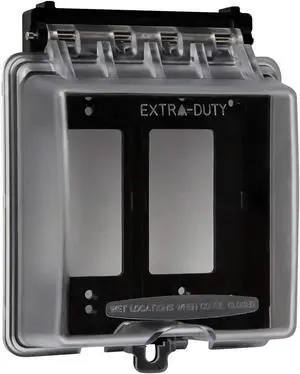 ENERLITES 2-Gang Weatherproof Outdoor Outlet Cover Extra-Duty in-Use Outlet Cover, Outdoor Decorator/GFCI Receptacle Outlets, 6.1 H x 5.2 W x 2.5 D, IUC2V-D, Clear