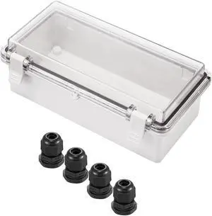 Laisomeke 200x100x70mm Outdoor Junction Box with Plastic Latch, Universal IP67 Waterproof Project Electrical Box DIY Electrical Enclosure, Plastic Transparent Cover Electrical Box 7.9x3.9x2.8 inches