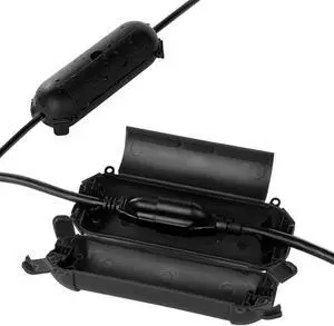 Restmo 2 Pack Compact Outdoor Extension Cord Cover, IP44 Waterproof Box and Safety Housing Case, Ideal to Protect Outdoor Plugs, Electrical Connections, Holiday Decoration Lights, Size Small, Black