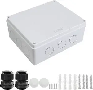 LeMotech Junction Box, Electrical Box IP65 Water Resistant Dustproof ABS Plastic Project Enclosure for Electronics White 11.8 x 9.8 x 4.7 inch