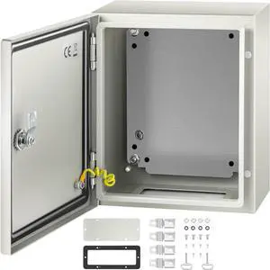 VEVOR NEMA Steel Enclosure, 12 x 10 x 6'' NEMA 4X Steel Electrical Box, IP66 Waterproof & Dustproof, Outdoor/Indoor Electrical Junction Box, with Mounting Plate