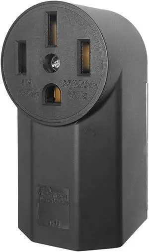 Nema 14-50 Outlet Industrial Grade 50 Amp Receptacle Surface Mount Receptacle for EV RV Oven Range and Stove Outlet, 3-Pole 4-Wire, Black (Nema 14-50r)