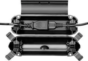 WELKIN 1-Pack Outdoor Extension Cord Cover, Water-Resistant Electrical Connection Box, Fits AWG12-18 Cords, Protects Outdoor Outlets, Plugs, Sockets, Holiday String Lights, Power Tools (Black)