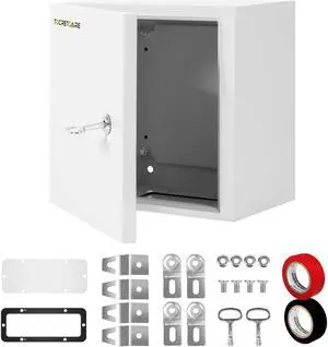 Outdoor Electrical Box, Steel Junction Box 12 x 12 x 8'', NEMA 4X Electrical Enclosure Box IP66 Waterproof & Dustproof, Universal Electrical Project Box with Lock & Mounting Plate