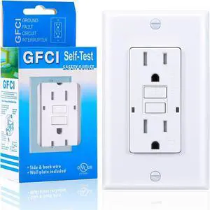 15 Amp GFCI Outlet, Tamper-Resistant GFI Receptacle with LED Indicator, Self-Test Ground Fault Circuit Interrupter, Decorator Wall Plates and Screws Included, UL Listed, White1 Pack
