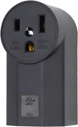 Micmi NEMA 6-50R Receptacle 2-Pole 3-Wire Surface Mount Power Receptacle 250V 50A UL Listed, Black (NEMA 6-50R)