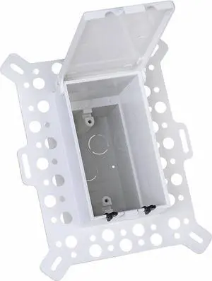 Arlington DBVM1W-1 Low Profile IN BOX Electrical Box with Weatherproof Cover for New Construction Stucco/Textured Surfaces/Rigid Siding, Vertical, 1-Gang, White