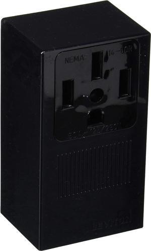 Leviton 55050 50 Amp, 125/250 Volt, NEMA 14-50R, 3P, 4W, Surface Mounting Receptacle, Straight Blade, Industrial Grade, Grounding, Side Wired, Steel Strap, 1 Pack, Black