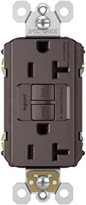 Legrand radiant 2097TRCCD4 20 Amp GFCI Self Test Tamper Resistant Decorator Duplex Outlet, Brown (1 Count)