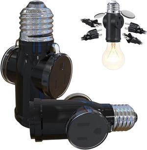 3-in-1 E26/E27 2 Spotlight Socket Splitter and 110V 2-Prong Outlet Ada –