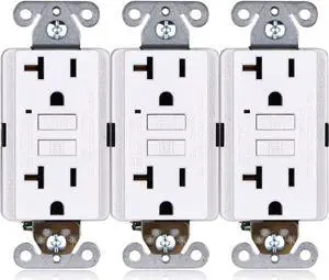 GFCI Outlet 20 Amp [3-Pack], ETL Listed, Non-Tamper-Resistant GFI Duplex Receptacles with LED Indicator, Self-Test Ground Fault Circuit Interrupter, White, 3 Piece