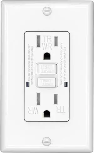 OMEENET 15 Amp GFCI Outlet, Tamper Resistant, Weather Resistant, Self Test GFI Receptacle, 15A Ground Fault Circuit Interrupter Outlet for Indoor or Outdoor Use, UL Listed, White(1 Pack)