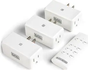 BLACK+DECKER Wireless Remote-Control Outlet, Pack of 3 Outlets, 1 Remote - Premium Light Switches