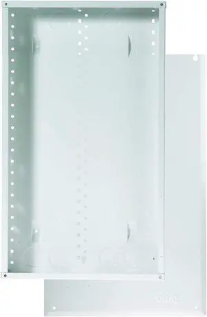 OnQ 14 Inch Media Enclosure, 20 Gauge Cable Management Box, Cable Wall Cover with 2.5 Inch Opening for Wires, Recessed Media Box, Glossy White, EN1400