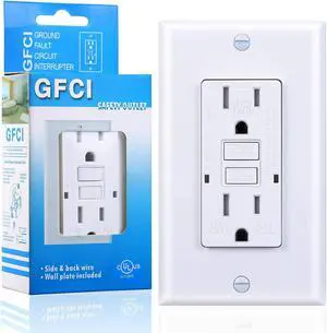 15 Amp GFCI Outlet, Tamper-Resistant, Weather Resistant Receptacle Indoor or Outdoor Use, LED Indicator with Decor Wall Plates and ScrewsUL Listed, White (1 Pack)