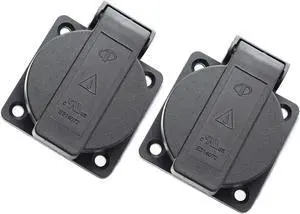 2-Pack US Standard Water-Proof Power Outlet 3-Hole Socket AC 15A 125V Panel Mount Dust-Proof Industrial Electrical Female Plug Power Connector