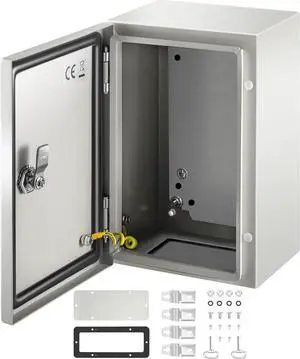 VEVOR NEMA Steel Enclosure 12×8×6,NEMA 4X Steel Electrical Box,IP66 Waterproof & Dustproof,Outdoor/Indoor Electrical Junction Box,with Mounting Plate