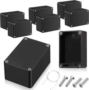 8 Pieces Plastic Junction Box Waterproof Project Box Electrical Box Electrical Enclosure Box Outdoor Electrical Project Case Black 3.94 x 2.68 x 1.97 Inches for Outdoor Use
