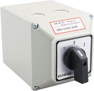 Baomain Universal Rotary Changeover Cam Switch SZW26-63/D303.3D 660V 63A 3 Position 3 Phase with Master Switch Exterior Box LW28-63/4