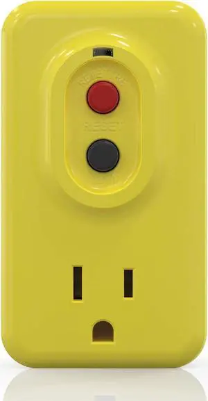 ELEGRP Single Outlet GFCI Adapter, 15 AMP Grounded 3-Prong GFCI Adapter, for Indoor Use with Automatic Reset, UL Listed, Yellow, 1 Pack