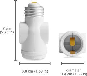 2 Outlet Light Socket to Plug Adapter, Electrical Screw in Light Bulb Socket Outlet Adapter, Lamp Holder, Dual Polarized E26 ETL, White (4PACK)