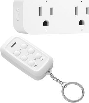 DEWENWILS Outdoor Indoor Wireless Remote Control Outlet with 2 Remotes,  Heavy Duty 15A Remote 100FT Plug Weatherproof 
