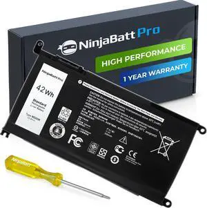 NinjaBatt 1000+ Charge Cycles Battery for Dell WDX0R YRDD6 (Except 5580) P69G FW8KR Inspiron 13-17 5000/7000, 7573 7378 5567 7579 5767 5379 5579 5584 7569 5368 7368 7278 7375 5770 5378 - [42Wh/11.4v]