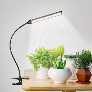 GooingTop Grow Light LED Gooseneck Lamp,6500K 50W Full Spectrum 72 LED Plant Lamp Clip-on Desk for Indoor Plants Growing,Lighting Brightness Changeable,Timer 4 8 12 18Hrs