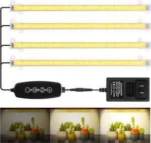 Mosthink Grow Lights Full Spectrum, LED Grow Lights Strips for Indoor Plants,Plant Lights with Auto On Off Timer 3 6 12H,40W Dimmable 5500K White Plant Growing Lamp, 204 LEDs,4 Packs