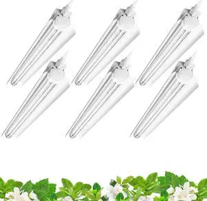 Barrina Grow Lights, 2FT 5000K White Full Spectrum Plant Growing Lamps, 144W(6 x 24W, 800W Equivalent), T8 LED Grow Light Bulbs, Plant Lights for Indoor Plants, Greenhouse, Linkable Design, 6-Pack