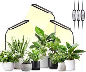 FOXGARDEN- Grow Light for Indoor Plants Growing, Full Spectrum Gooseneck Plant Light for Indoor Plants, 52 LED Bright Grow Lamp with Auto On/Off Timer 4/8/12H, 4 Dimmable Brightness, 3 Packs of Black