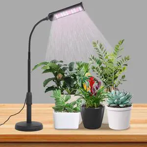CANAGROW LED Plant Grow Lights for Indoor Plants, Full Spectrum Small Desk Plant Light 6500K White Gooseneck Growing Lamps for Seedlings Succulents House Plants, Auto On/Off Timer & 10 Dimmable Level