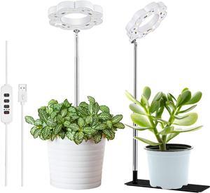 Plant Grow Light for Indoor Plants, Full Spectrum LED Plant Lights with Metal Stand, Dimmable Plant Growing Lamps Desktop Grow Light with Auto Timer, Small Grow Lamp for Indoor Growth (No Plug)