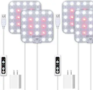 DOMMIA Plant Lights, 2-Pack Dimmable Indoor Grow Lights for Plants, Optical Lens, Sunlike Grow Lights for Shelves, 6/12/16H Timer, USB Plant Lights for Indoor Growing, with Adapters
