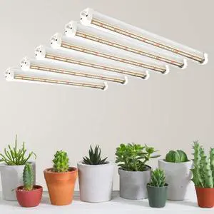 T5 LED Grow Lights, 306-Bulbs 5000K White Full Spectrum Plant Growing Lamp Bars for Indoor Plants Seedling Hydroponics, Daisy-Chain Design (6 x 10W, 300W Equivalent)