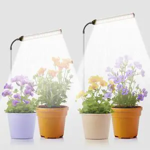 Juhefa Grow Light for Indoor Plants Growing, 6000K Full Spectrum Gooseneck Plant Lamp for Seedings Succulents Small Plants, 5 Dimming & 4/8/12/18H Timer, 2 Pack