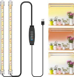 LED Grow Light Strips for Indoor Plants Growing with Auto ON/Off Timer, 10 Dimmable Levels for Shelves Seed Starting (Single)