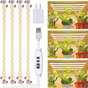 LED Grow Light Strips for Indoor Plants Full Spectrum 3500K, 192 LEDs Plant Light Bar with 3/9/12H Timer, 10 Dimmable Levels for Seedling Succulent, 13 Inches, 4 Head